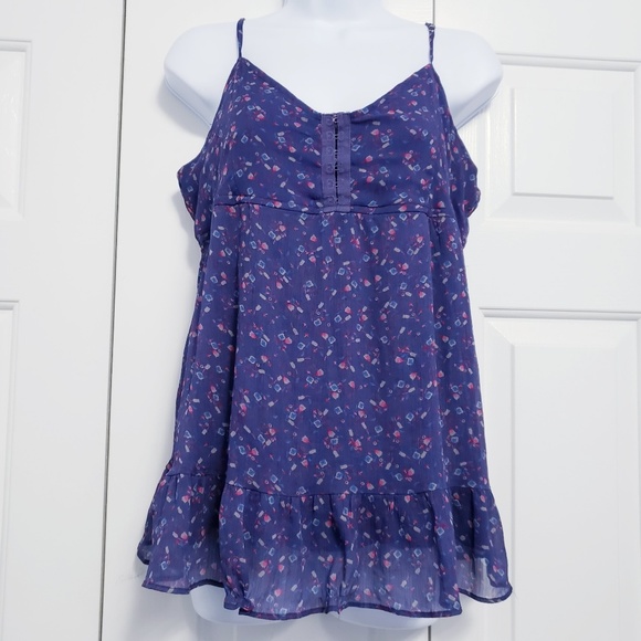 American Eagle Outfitters Tops - Sleeveless Baby Doll Blouse Strappy Blue Flowy Top
